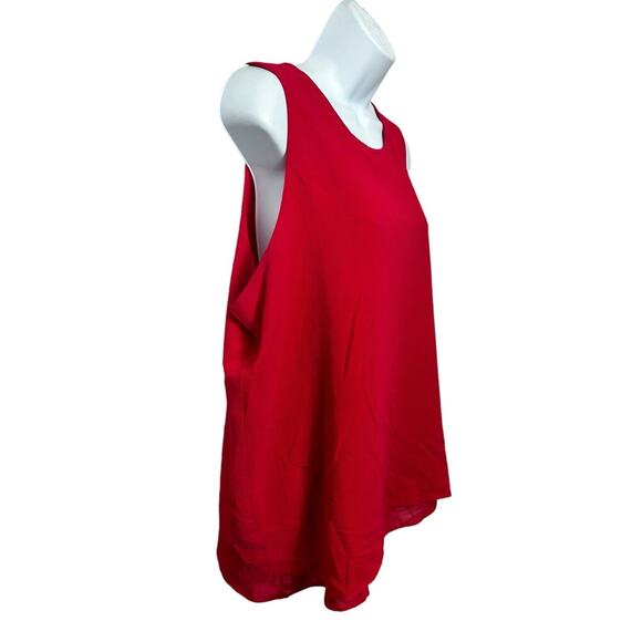 Adrienne Vittadini Red Sleeveless Blouse Sz XL Layered Top Textured Shirt - Picture 5 of 8
